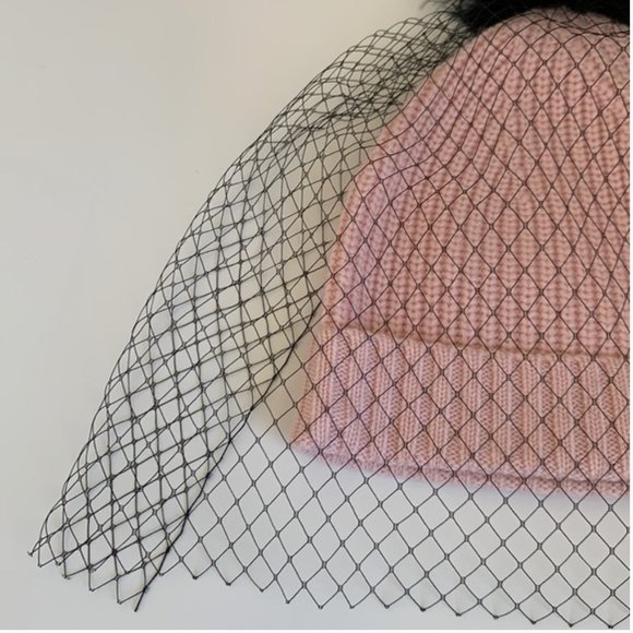 kate spade pink black Fit To Be Tied Wool Veil Hat nwot - Picture 6 of 16